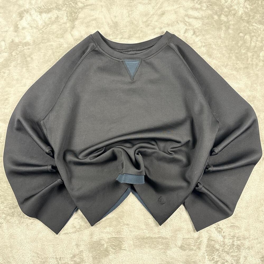 Albion Fit Neo Black Scuba Crop Sweatshirt Minimalist Womens Size L B29 g